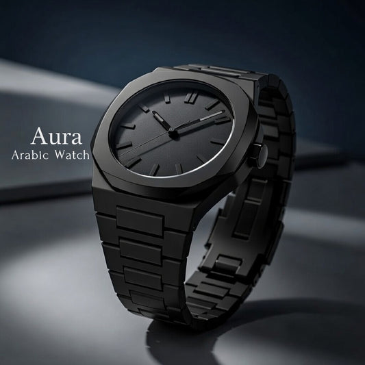 Arabic Aura Men's Watch Black Analog Casual & Stylish Watch