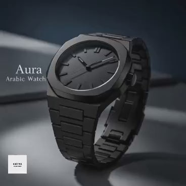 Arabic Aura Men's Watch Black Analog Casual & Stylish Watch